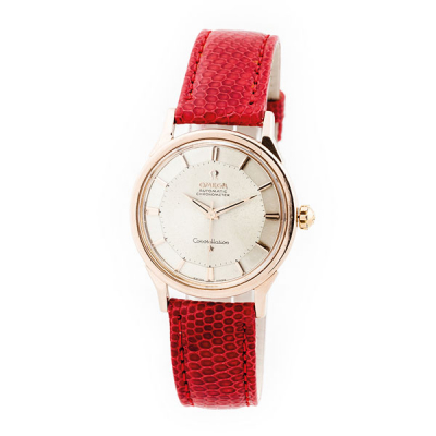 Reloj vintage, cab. suizo, OMEGA Automatic Chronometer Constellation, en sólida caja de origen en oro rosa 18 K, 34 mm.