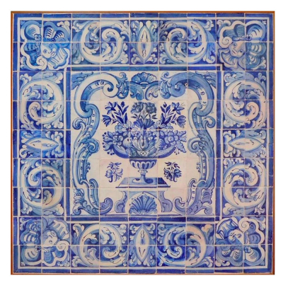 Panel de azulejos portugueses con decoración geométrica del siglo XVII.    Restaurado. 