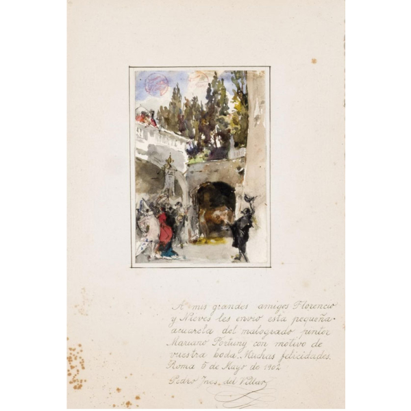 Mariano Fortuny Marsal. "Carnaval en Venecia". Acuarela sobre papel.