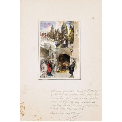 Mariano Fortuny Marsal. "Carnaval en Venecia". Acuarela sobre papel.