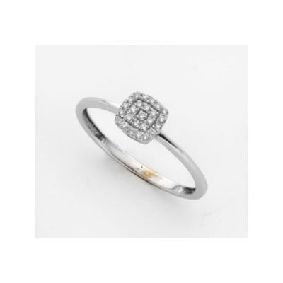 Sortija en oro blanco con cuajado de diamantes talla brillante con un peso total de 0,11 cts. aprox.