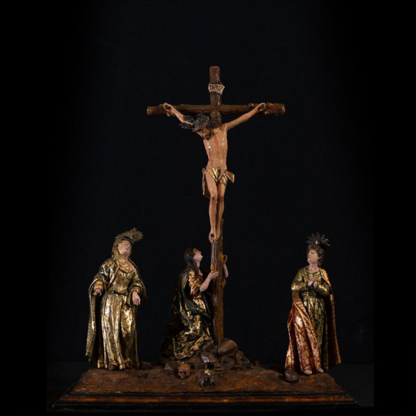 Importante "Calvario" de la Escuela Colonial de Quito, Ecuador siglo XVIII.