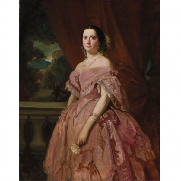 Federico de Madrazo  (1815 - 1894). "Dama de la rosa (c. 1855)". Óleo sobre lienzo. Firmado 