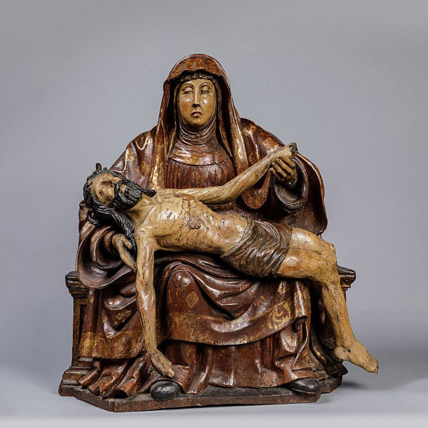 Excepcional y Monumental Pietà Gótica del siglo XV - Trabajo Medieval Holandés de Brabante o Valle del Rin, Alemania siglo XV.