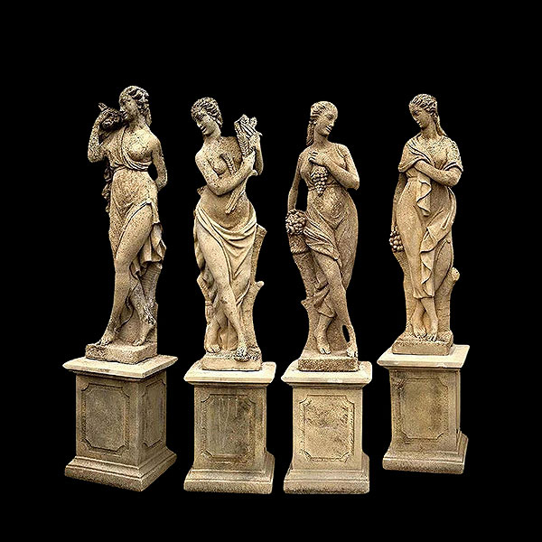 Grupo de 4 esculturas de jardín representando las estaciones, Italia, siglo XX.