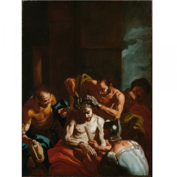 Gaspare Traversi (Nápoles, 1722 – Roma, 1770) "Flagelación de Cristo".    Óleo sobre lienzo.