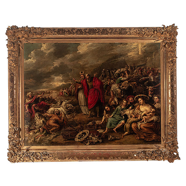 Jan van den Hecke the elder (Kluisbergen, Bélgica, 1620-Amberes, 1684)  El Paso del Mar Rojo. 