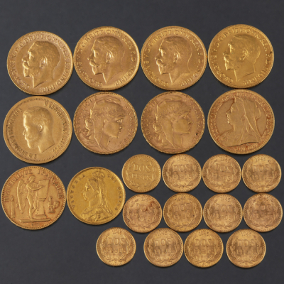 Conjunto de monedas en oro amarillo de 22kt.