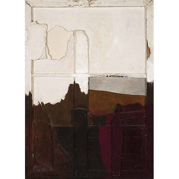 Josep Guinovart Bertrán.   &quot;Sin título (1963)&quot;. Técnica mixta (madera, cartón y acrílico) sobre tabla.  Firmado
