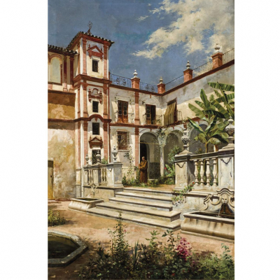 José Fernández Alvarado (1865 - 1935) &quot;Palacio Episcopal de Málaga&quot;. Óleo sobre lienzo.