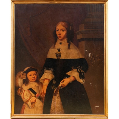 &quot;Retrato de la familia Jean Baptiste D´hane y Marrie Anne de Nieulant&quot;  Copia del siglo XIX de Anselmusva Van Huelle