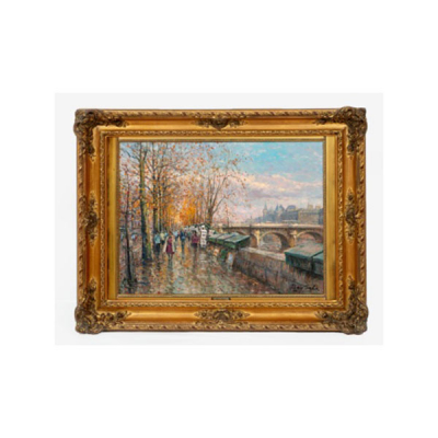 JUAN BAYÓN SALADO &quot;BAY-SALA&quot;  (Logroño 1913 - Bilbao 1995) &quot;Les Bouquinistes de París &quot; Firmado: Bay Sala Óleo / Lienzo 