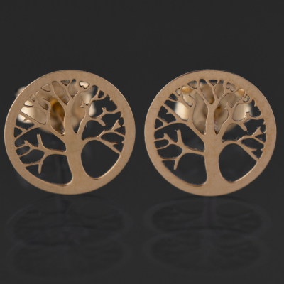 Pareja de pendientes en forma de árbol de la vida en oro amarillo de 18 kt.