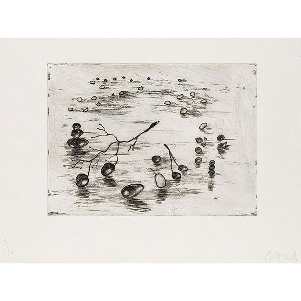 Miquel Barceló.  &quot;Fruta (1987)&quot;. Aguafuerte y punta seca sobre papel. Firmado
