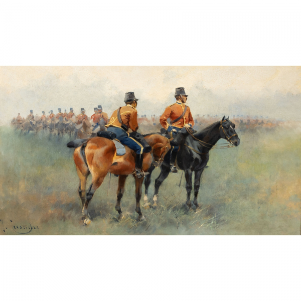 Josep Cusachs Cusachs (Montpellier, Francia, 1851-Barcelona, 1908)  Maniobras de caballeria. 