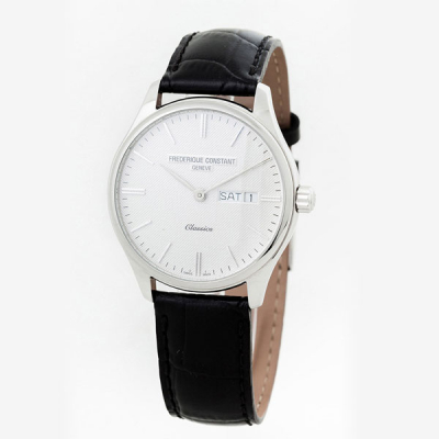 Reloj cab. suizo, FREDERIQUE CONSTANT Geneve. Caja de acero gran formato, 39 mm. Movimiento de cuarzo.