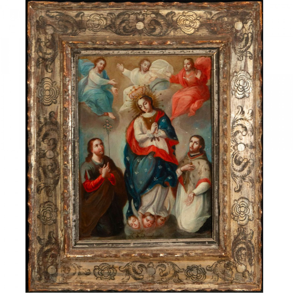 Atribuido a JOS&Eacute; DE P&Aacute;EZ (Ciudad de M&eacute;xico, 1721-1780) - "Nuestra Se&ntilde;ora de los &Aacute;ngeles" Escuela Colonial Novohispana, siglo XVIII. 