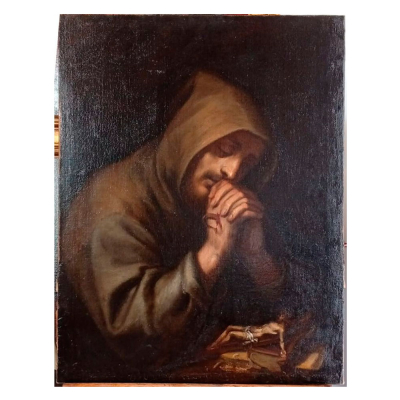 Giovanni Battista Paggi (G&eacute;nova, 1554 - G&eacute;nova, 1627) "San Francisco de As&iacute;s en oraci&oacute;n".   &Oacute;leo sobre lienzo