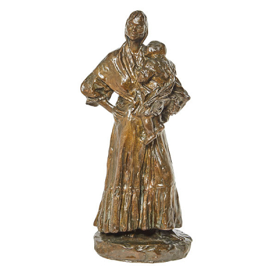 Josep Cardona Furró (Barcelona, 1878-Moià, 1923) Maternidad gitana. Escultura en bronce patinado.