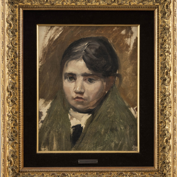 "Niña con mantón verde" IGNACIO UGARTE (San Sebastián, 1858-1914).  Técnica: Óleo/Lienzo