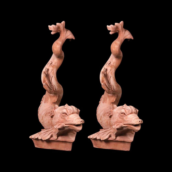 Pareja de Tritones de Boboli, Terracota Impruneta, siglo XX.