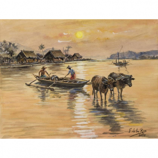 Fabi&aacute;n de la Rosa. "Escenas costumbristas filipinas (circa 1905)".   16 acuarelas.