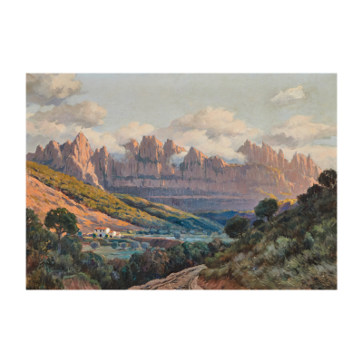 Tomás Viver Aymerich (Terrassa, Barcelona, 1877-1951) Montserrat. Óleo sobre tela. Firmado.