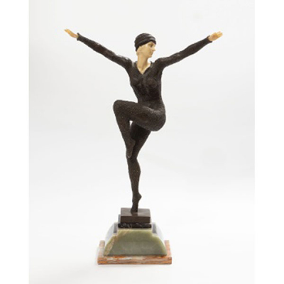 ESCUELA EUROPEA  (S. XX) &quot;Bailarina rusa&quot; Bronce patinado