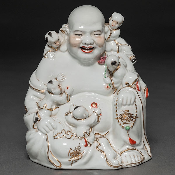 &quot;Buda de la Felicidad &quot;Grupo escultórico en porcelana China