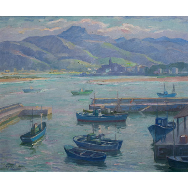 &quot;Puerto viejo de Fuenterrabia&quot;  GASPAR MONTES ITURIOZ (Irún, 1901-1998)