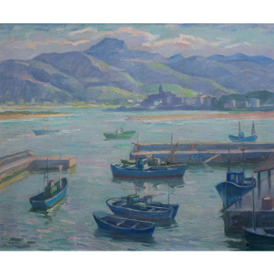 &quot;Puerto viejo de Fuenterrabia&quot;  GASPAR MONTES ITURIOZ (Irún, 1901-1998)
