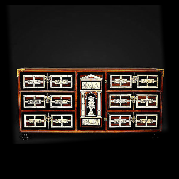 Gabinete grabado con escenas de caza - España, siglo XVII.