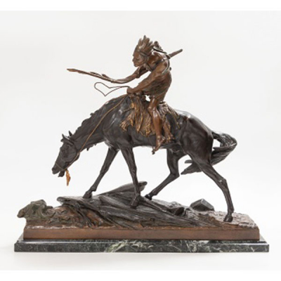 EDUARD DROUOT   (Francia 1859 - 1945)  &quot;Indio a caballo&quot; 