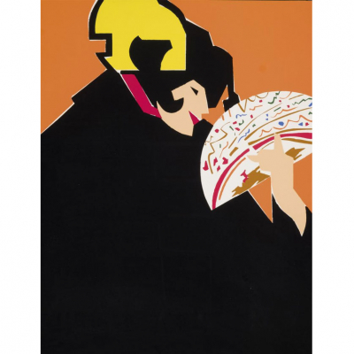 Manolo Vald&eacute;s. "Perfil con abanico (2002)". Serigraf&iacute;a sobre papel. Numerada (93/100) y firmada en la parte inferior.