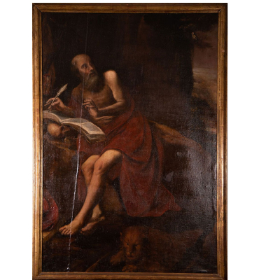 "San Jer&oacute;nimo Penitente" Escuela toledana del siglo XVII.   &Oacute;leo sobre lienzo