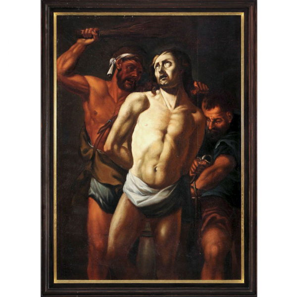 La Flagelación de Cristo, manera/atribuíble a CARRACI. Óleo sobre lienzo.