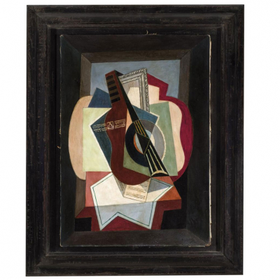 Manuel Ángeles Ortiz.   &quot;Bodegón con guitarra (1926)&quot;. Óleo sobre lienzo.   Firmado y fechado (1926) en el ángulo inferior derecho.