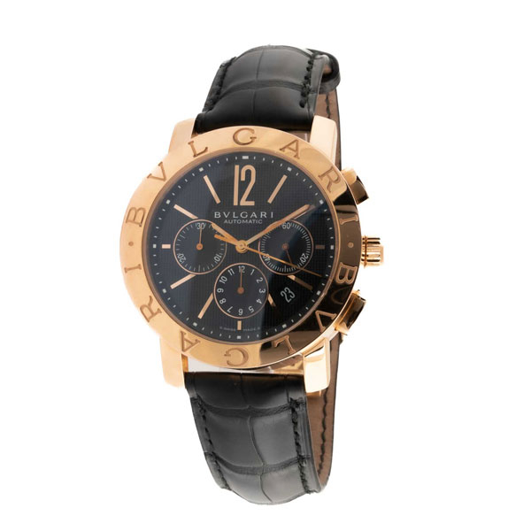 Reloj cronógrafo cab., suizo, BULGARI Automatic, Edición limitada de 199 piezas (131/199), Ref. BB P 42 GL CH, en sólida caja de oro rosa 18 K 