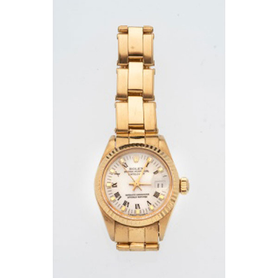 Reloj de señora marca Rolex en oro amarillo con caja y pulsera Oyster Perpetual Date Just,.