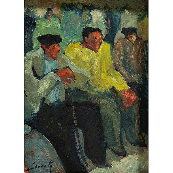 &quot;Pescadores en el muelle&quot;   IGNACIO CRUCETA (Bilbao, 1945 -1993) 