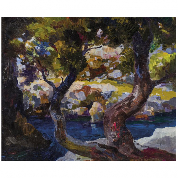 Dionís Bennassar.   &quot;Paisaje mallorquín&quot;. Óleo sobre lienzo. Firmado