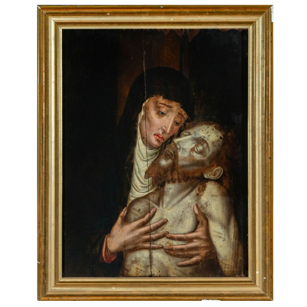 Atribuido a LUIS DE MORALES "EL DIVINO" (Badajoz h. 1510 - 1586) "La Piedad". &Oacute;leo sobre lienzo