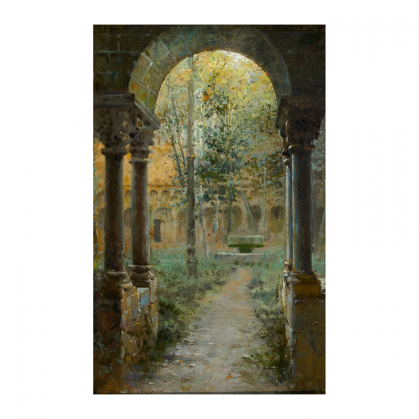 Modest Teixidor Torres (Barcelona, 1854-1927)  Claustro.  Óleo sobre tela. Firmado. 
