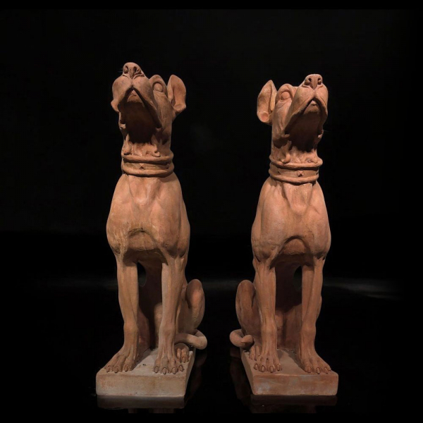 Pareja de perros en terracota, Italia, siglo XX. 