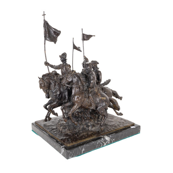 Mariano Benlliure (Valencia, 1862-Madrid, 1947)  Cazadores de Alc&aacute;ntara.  Escultura en bronce 