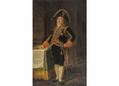 AGUST&Iacute;N ESTEVE Y MARQU&Eacute;S (Valencia, 1753- 1820)  Retrato de Don Cayetano D&iacute;az de Mendoza y Lalaing de cuerpo entero. &Oacute;leo sobre lienzo
