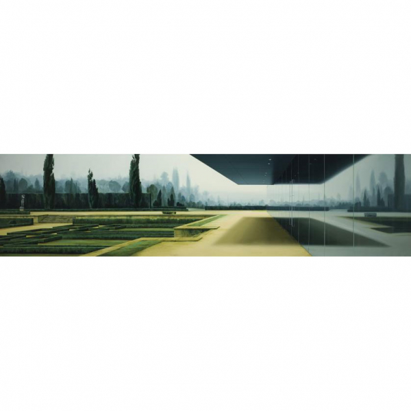 Jesús Mari Lazkano.   "De Bilbao a Oxford o el viaje iniciático de Nemesio Mogrovejo a Blenheim Palace (2009)". Acrílico sobre lienzo.