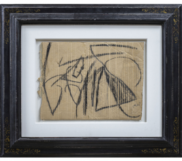 JOAN MIRÓ (Barcelona, 1893 - Palma de Mallorca, 1983).  Femme, 1977.   Cera y lápiz sobre cartón. 