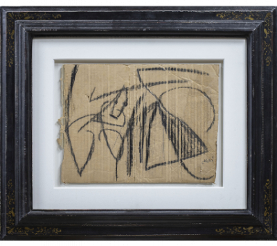 JOAN MIRÓ (Barcelona, 1893 - Palma de Mallorca, 1983).  Femme, 1977.   Cera y lápiz sobre cartón. 