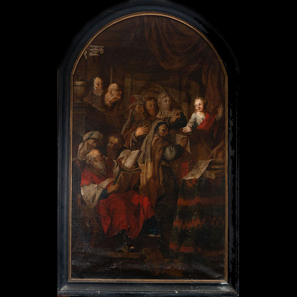 Jesús predicando a los Rabinos en el Templo, escuela flamenca del siglo XVII.